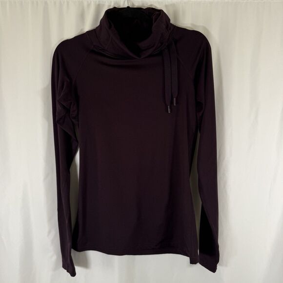 Nike Top Women's Large Purple Cowl Neck Tight Dri Fit Microfleece Lined - Picture 1 of 10